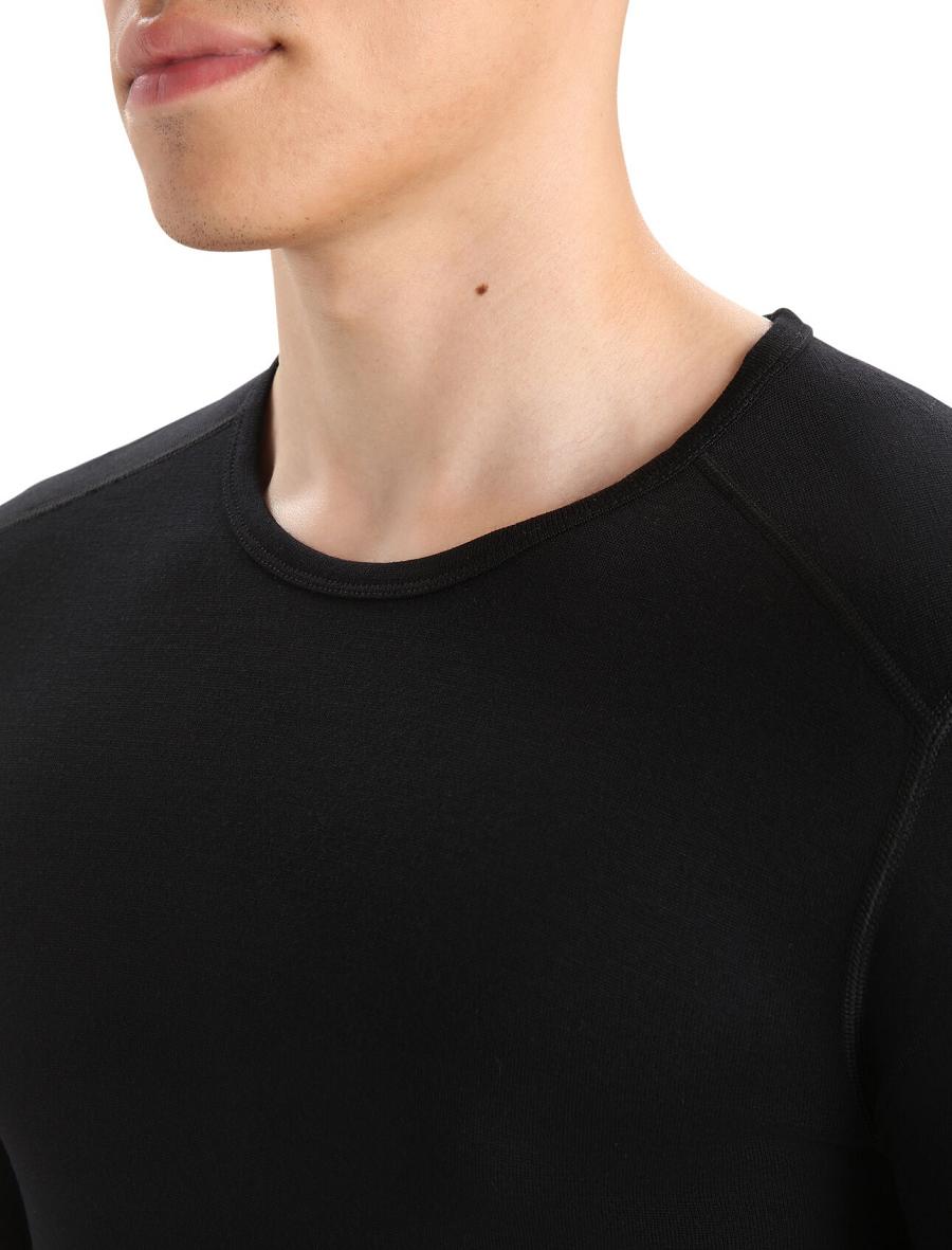 Black Icebreaker Merino 260 Tech Long Sleeve Crewe Thermal Top Men's Base Layers | AU 1398CTVE